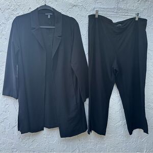EILEEN FISHER Suit Women Size Large/XL 2 Piece Set Black Viscose Stretch